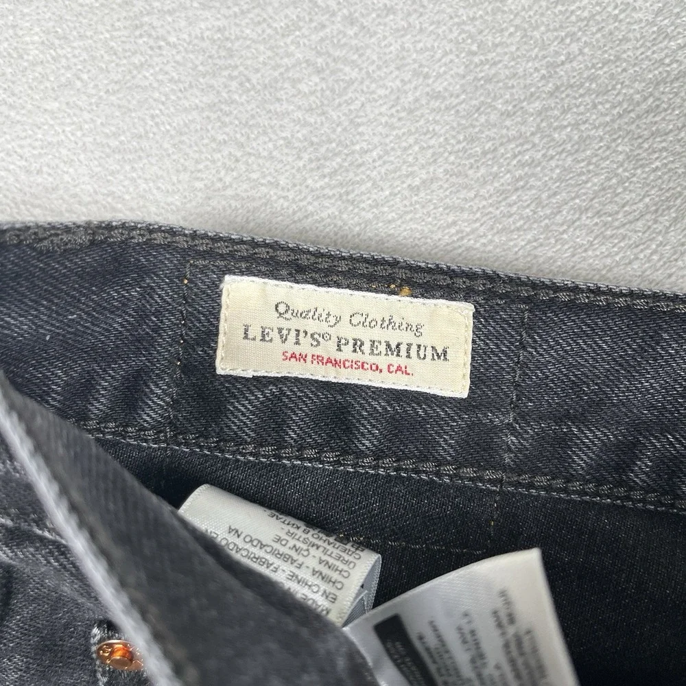 Levi's Premium Button Midi Skirt Women's 26 Black Denim Mid Rise A-Line